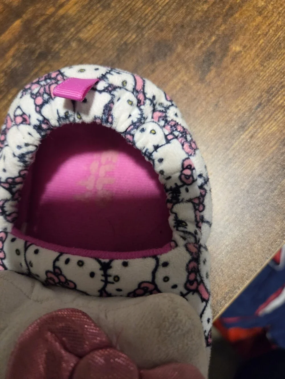 Hello Kitty White & Pink Plush Kids Slippers with Bow Accent